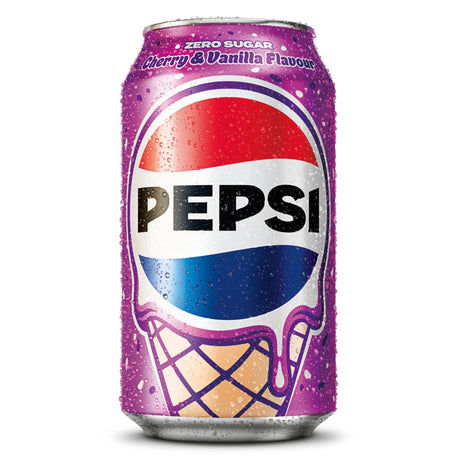 PEPSI Cherry & Vanilla + Raspberry Ripple Ice Cream Flavors Lemonade Bundle 2 x 330ml