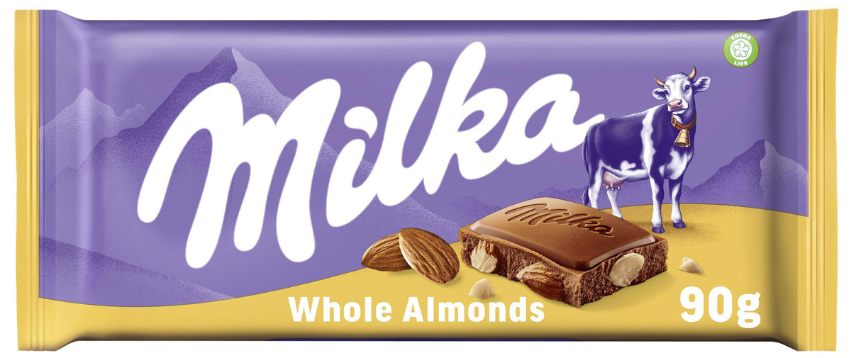 MILKA Alpine Milk Chocolate Bar with Whole Almonds 90g