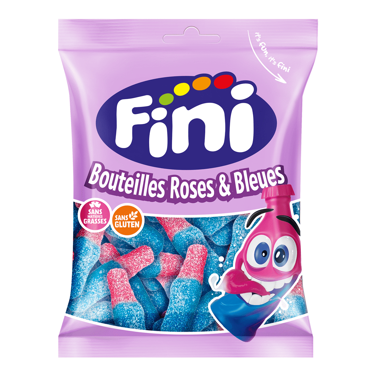FINI RED & BLUE BOTTLES Tutti Frutti Flavor Gummi Candies 90g