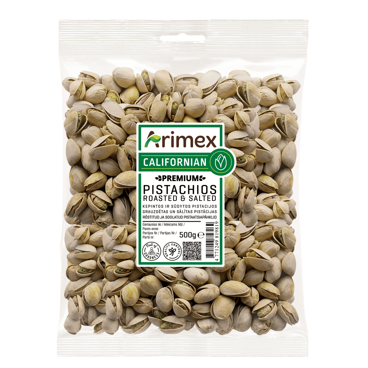 ARIMEX Premium Roasted & Salted Californian Pistachios 500g