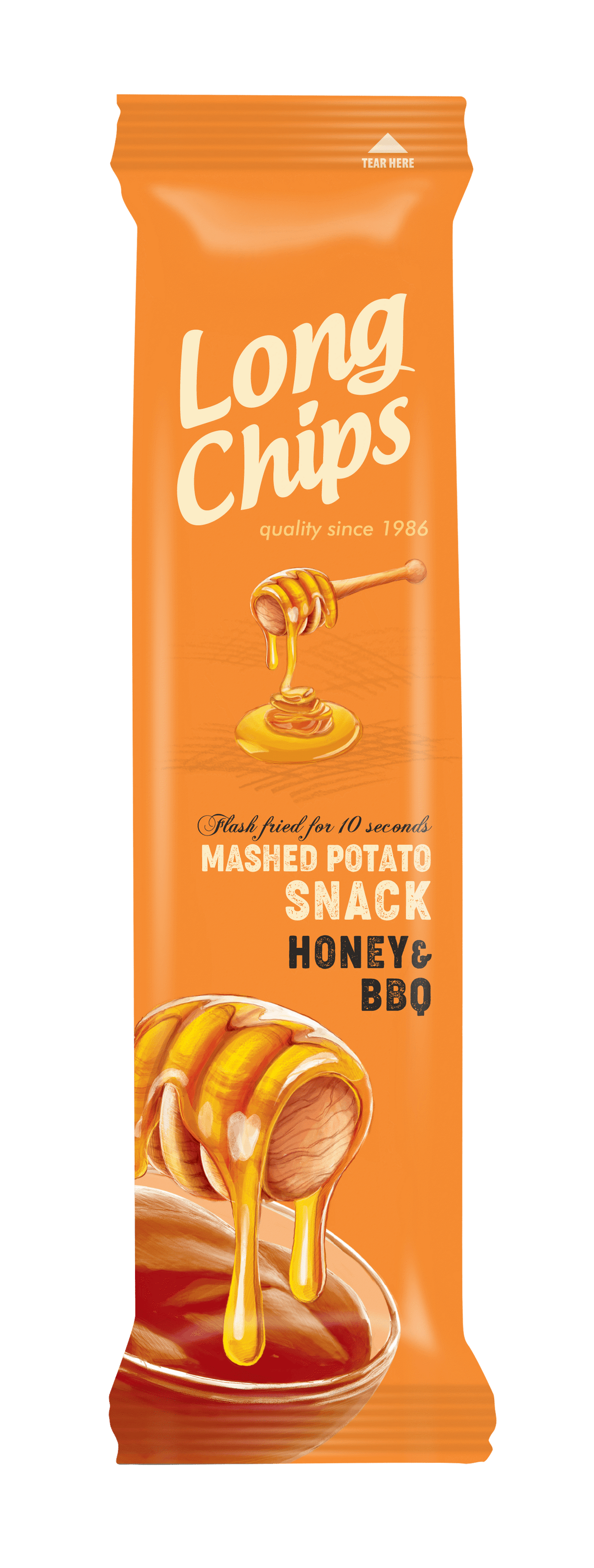 LONG CHIPS HONEY & BBQ Flavor Thin Potato Chips 75g 2.65oz