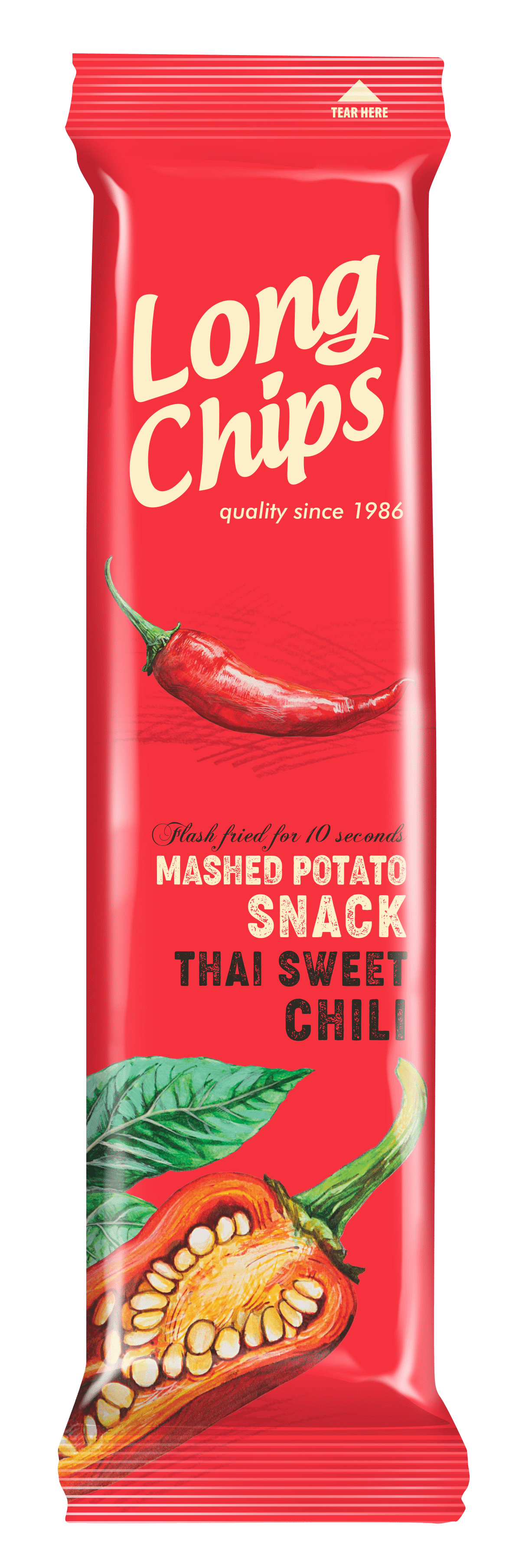 LONG CHIPS THAI SWEET CHILI Flavor Mashed Potato Snack 75g 2.65oz