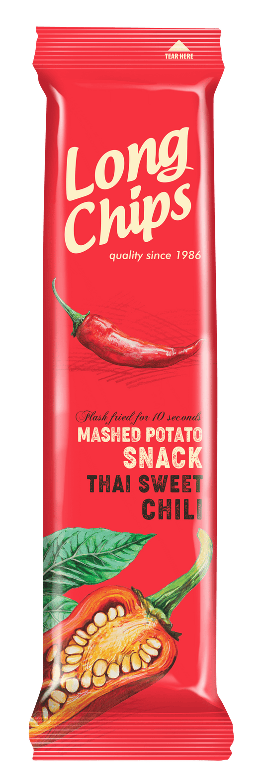 LONG CHIPS THAI SWEET CHILI Flavor Mashed Potato Snack 75g 2.65oz