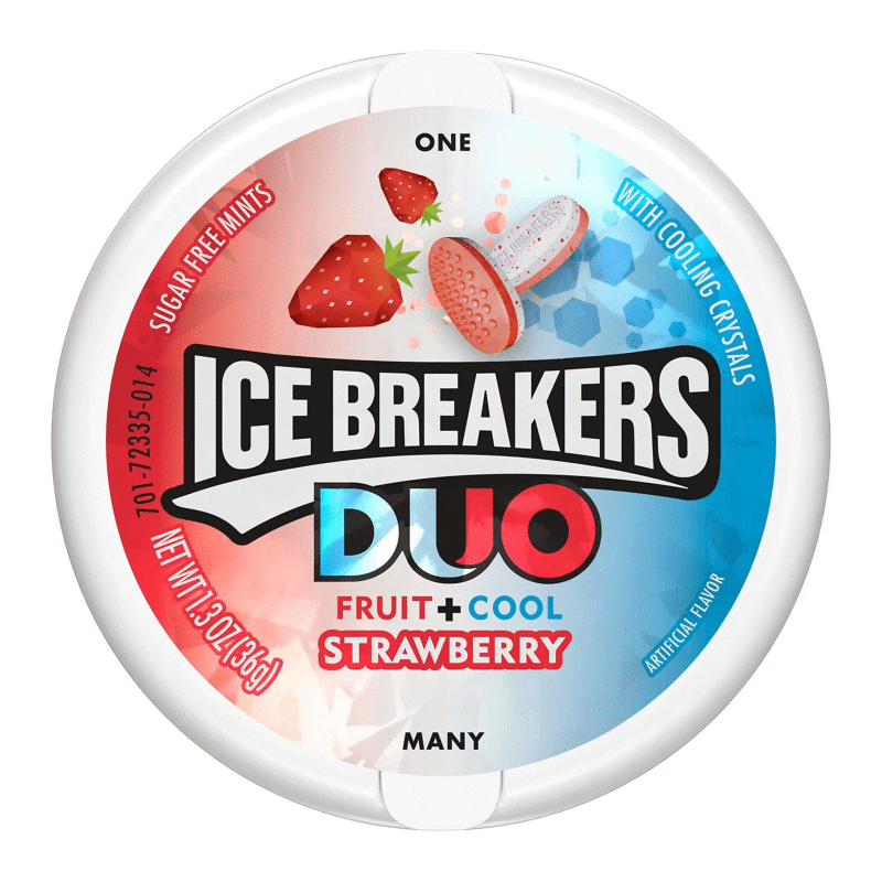ICE BREAKERS DUO Fruit + Cool Strawberry Flavor Sugar Free Mints 36g
