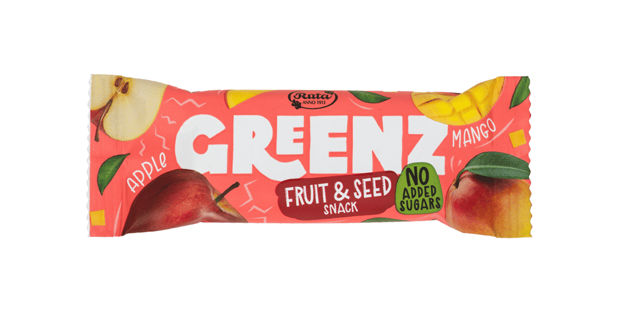 GREENZ Mango Apple Fruit & Seed Snack Cereal Bar 30g