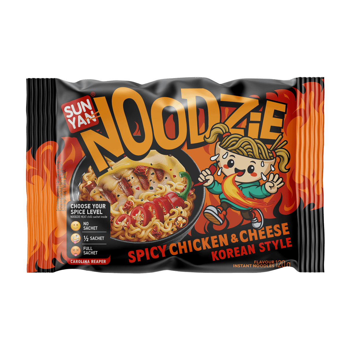 SUN YAN NOODZIE Spicy Chicken & Cheese Korean Style Instant Ramen 120g 4.2oz