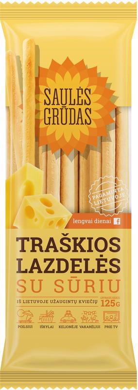 SAULES GRUDAS Crackers Crunchy Bread Sticks with Cheese 125g