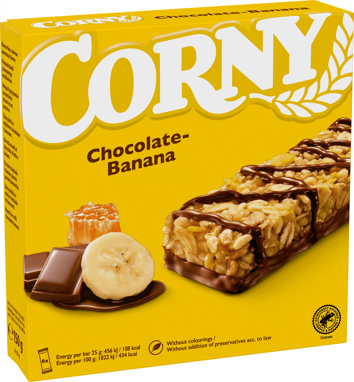 CORNY CHOCOLATE & BANANA Flavor Cereal Bars 150g