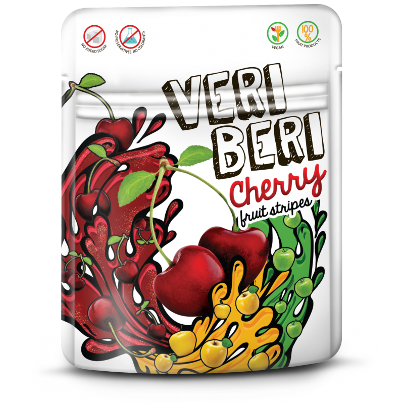 VERI BERI CHERRY 100% Natural Vegan Sugar Free Gummy Stripes 50g 1.7oz
