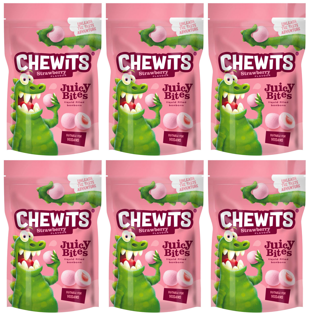 CHEWITS JUICY BITES Strawberry Flavor Chewy Candies 6 x 115g