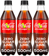 COCA COLA LIME Zero Sugar Soft Drink Lemonade Soda Bottles 3 x 500ml