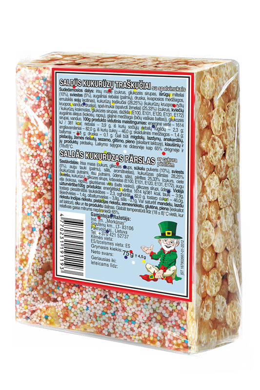 Sweet Corn Brick with Rainbow Sprinkles Retro Puffed Snacks 75g