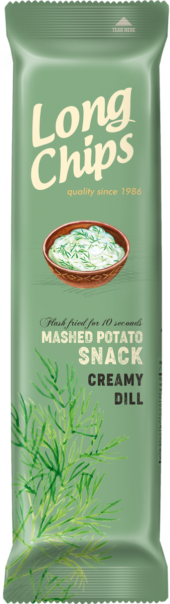 LONG CHIPS CREAMY DILL Flavor Thin Potato Chips 75g 2.65oz