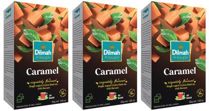 3 DILMAH CARAMEL Flavor Ceylon Black Tea Sri Lanka Origin Boxes 30g 1.05oz