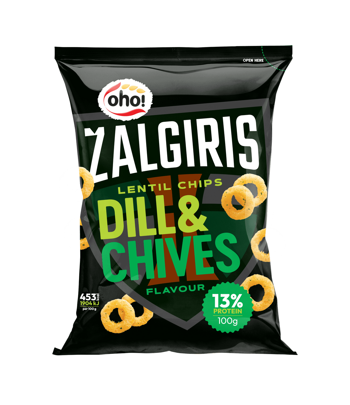 OHO! ŽALGIRIS Dill & Chives Flavor Lentil Chips 100g