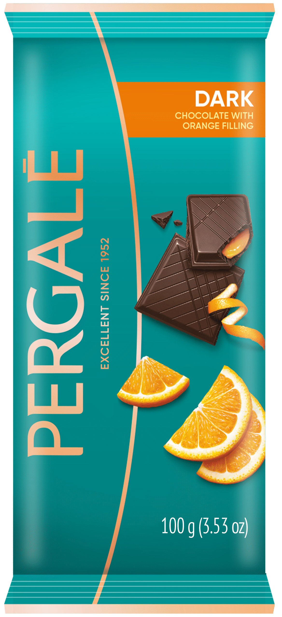 PERGALE Dark Chocolate Bar with Orange Cream Filling 100g