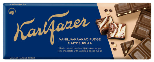 KARL FAZER Milk Chocolate Bar with Vanilla & Cocoa Fudge 180g 6.3oz