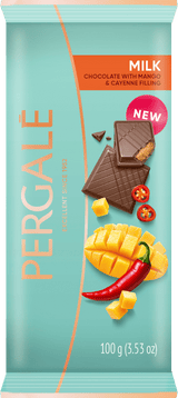 PERGALE Milk Chocolate Bars with Mango & Cayenne Filling 12 x 100g