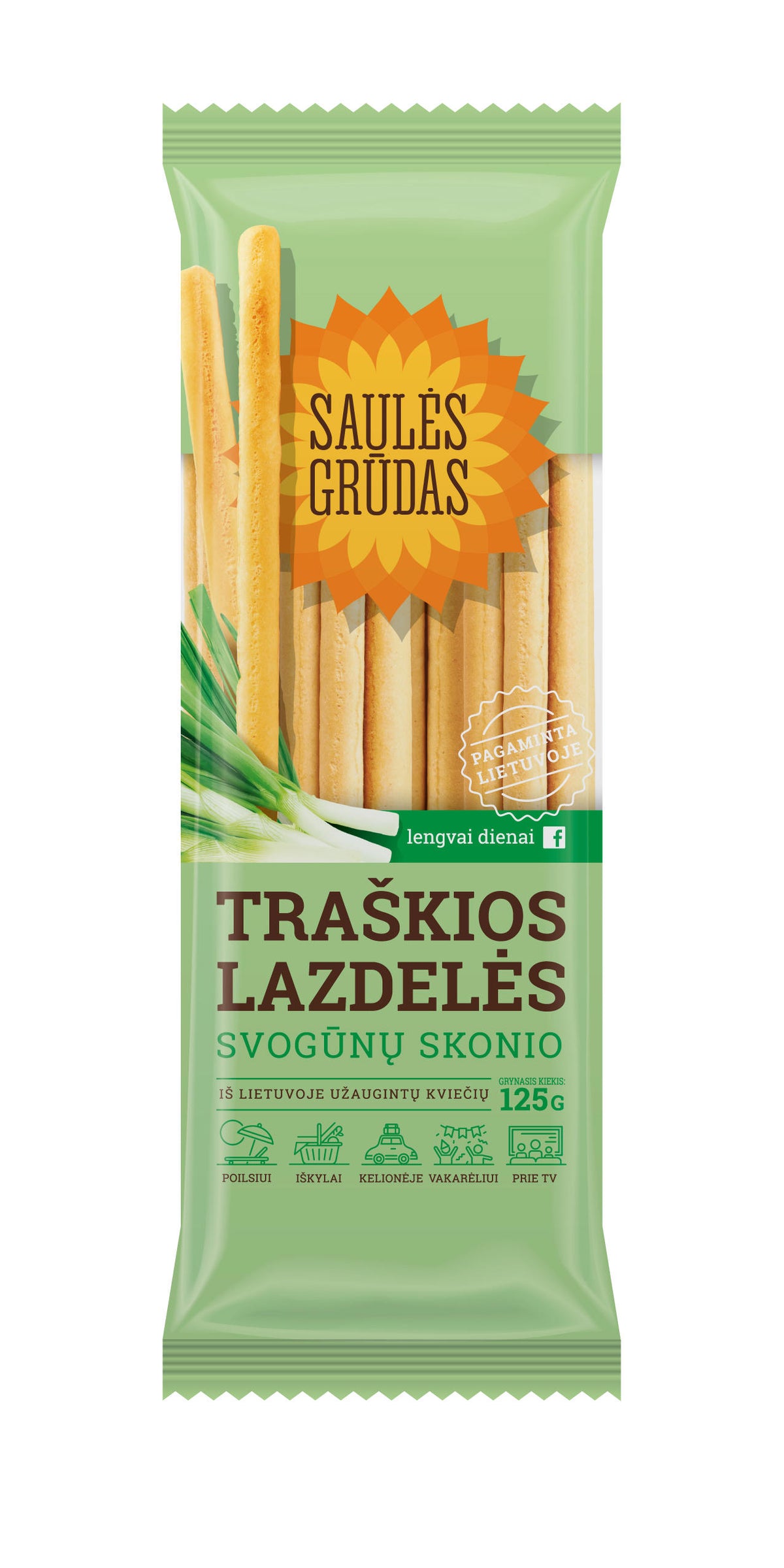 SAULES GRUDAS Crackers Crunchy Onion Flavor Bread Sticks 125g
