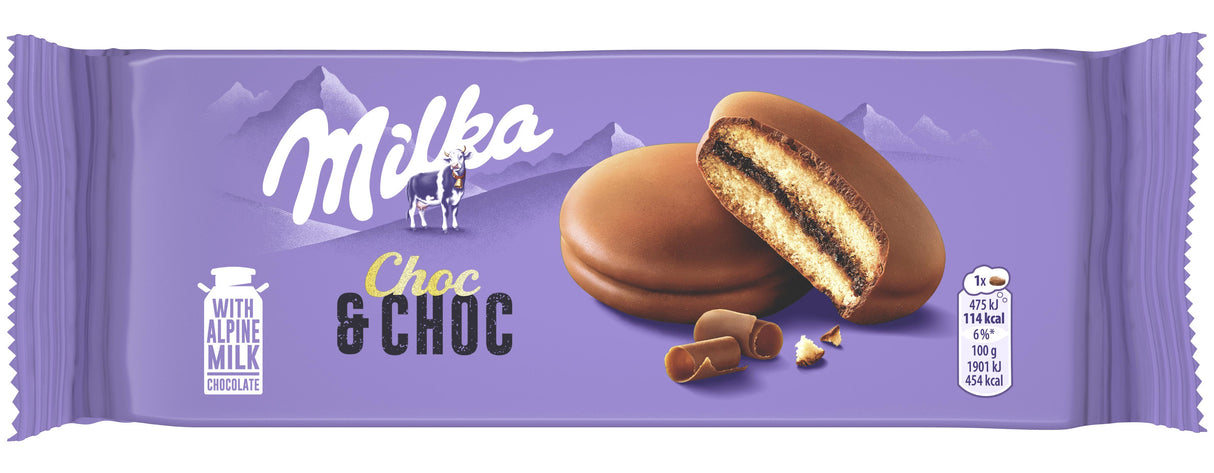 MILKA CHOC & CHOC Soft Sponge Cookies with Chocolate Filling 150g