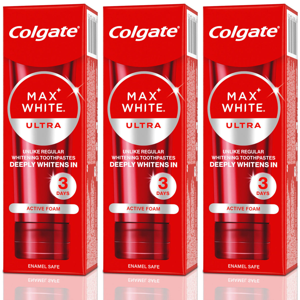 3 COLGATE MAX WHITE ULTRA ACTIVE FOAM Daily Whitening Toothpaste 50ml