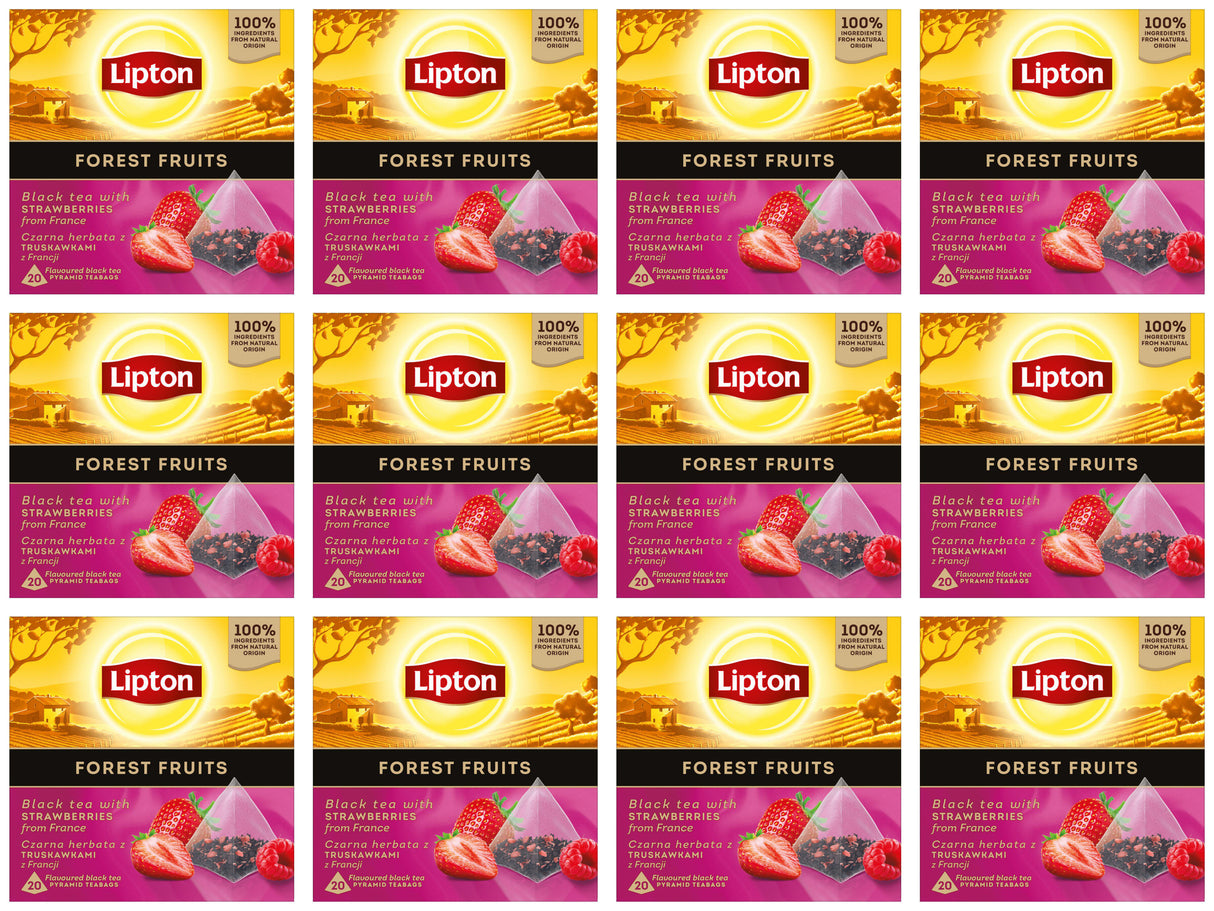 LIPTON FOREST FRUITS Black Tea with Strawberries from France 12 x 30g