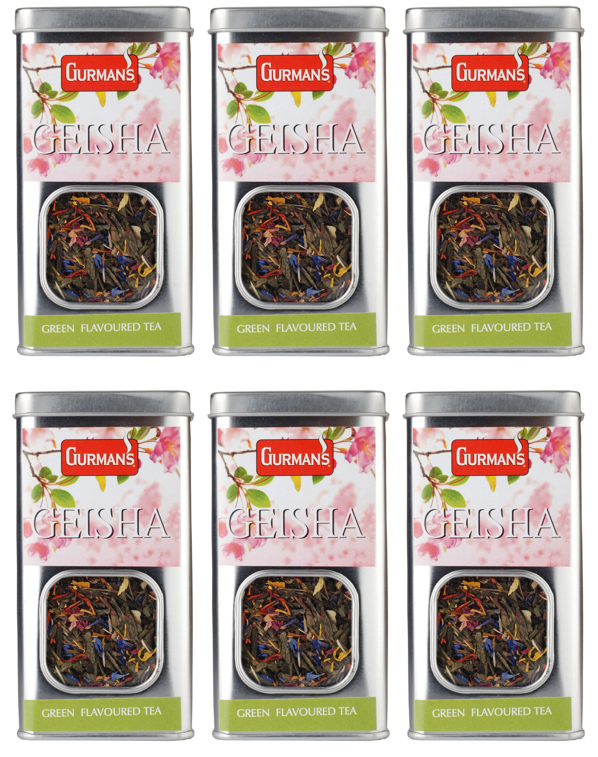 GURMANS GEISHA Loose Leaf Green Tea Tins 6 x 70g