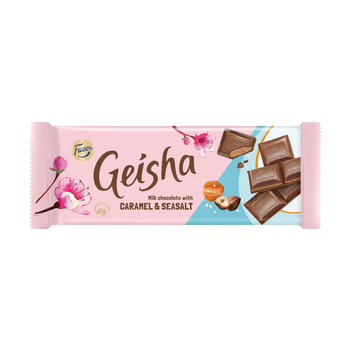 FAZER GEISHA Milk Chocolate Bar with Caramel & Sea Salt Filling 100g 3.5oz