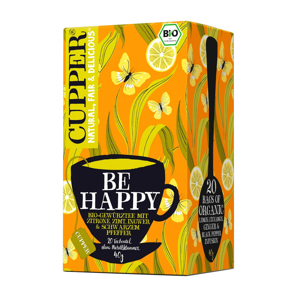 CUPPER BE HAPPY Organic Herbal Tea with Cinnamon, Ginger & Black Pepper 40g