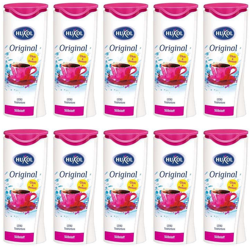 HUXOL Sweetener Gluten Free Low Calorie Sugar Substitute 1200 Pills Tube 10 x 72g