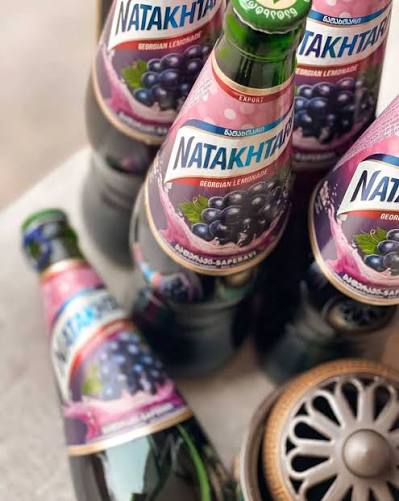NATAKHTARI GRAPE Flavor Georgian Sparkling Drink Lemonade Glass Bottle 500ml