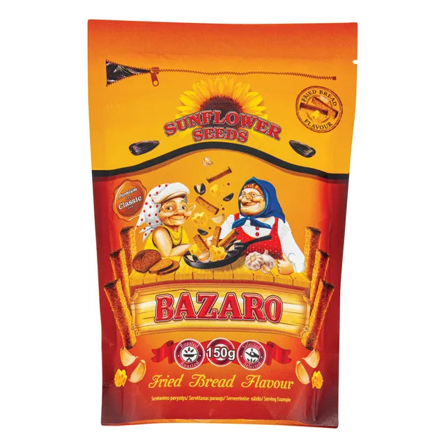 BAZARO Fried Garlic Bread Flavor Roasted & Spiced Sunflower Seeds 150g