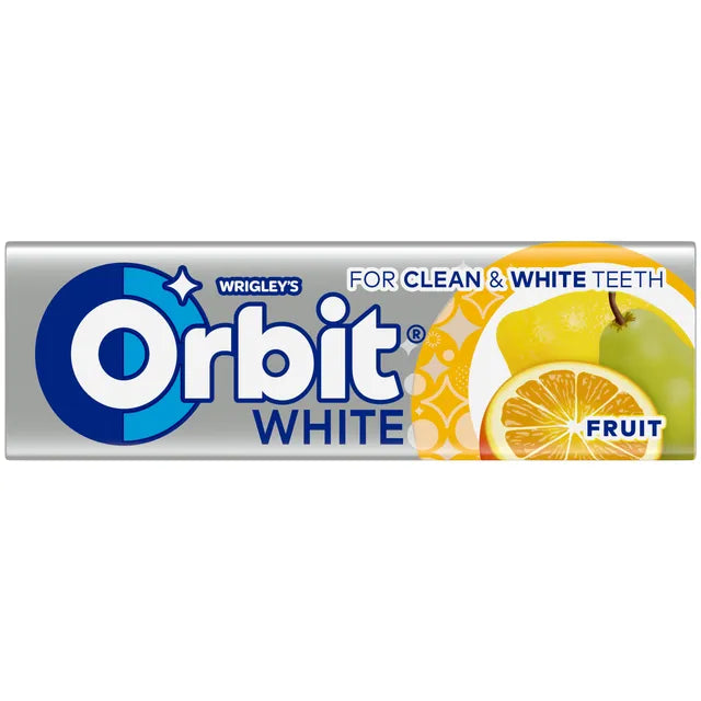 WRIGLEY'S ORBIT WHITE FRUIT Flavor Sugarfree Chewing Gum 14g