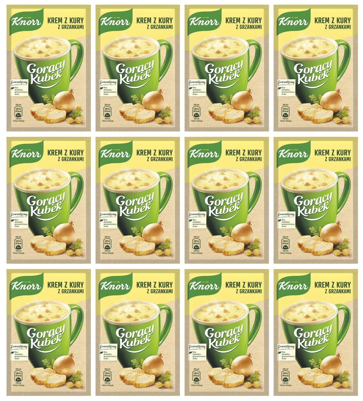 12 KNORR Instant Soup Sachets Creamy Chicken With Croutons Flavor 16g 0.56oz