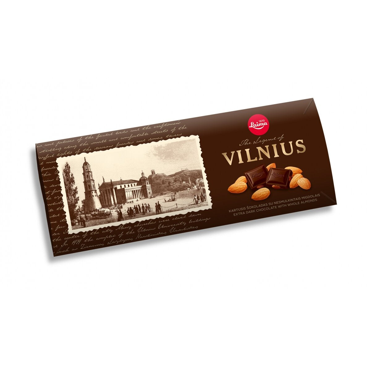 LAIMA VILNIUS Bitter Dark Chocolate Bar with Almonds 190g