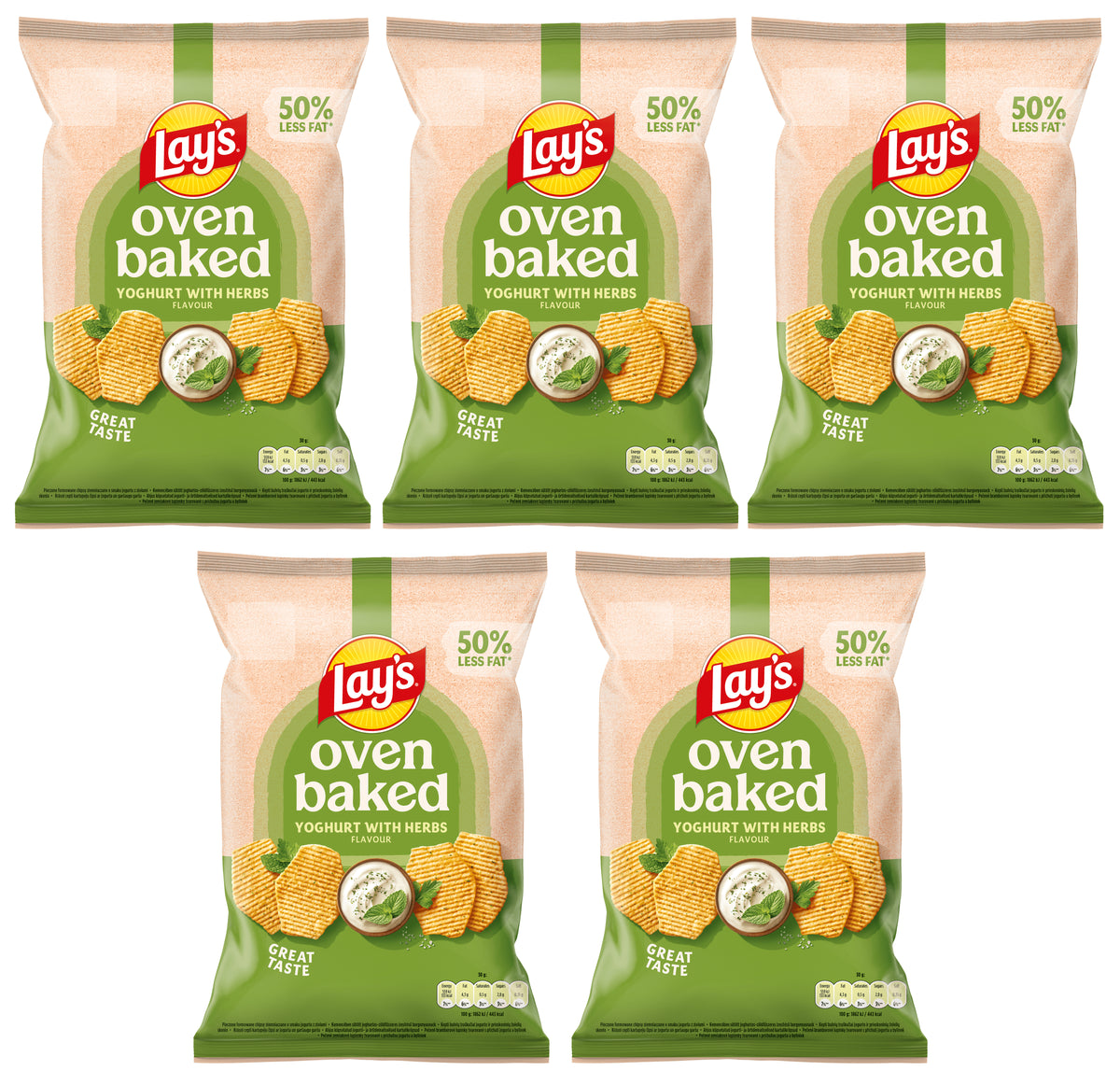 LAYS OVEN BAKED Yoghurt with Herbs Flavor Potato Chips 5 x 110g