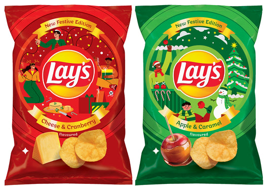 LAYS Potato Chips Bundle CHEESE & CRANBERRY + APPLE & CARAMEL Flavors 130g