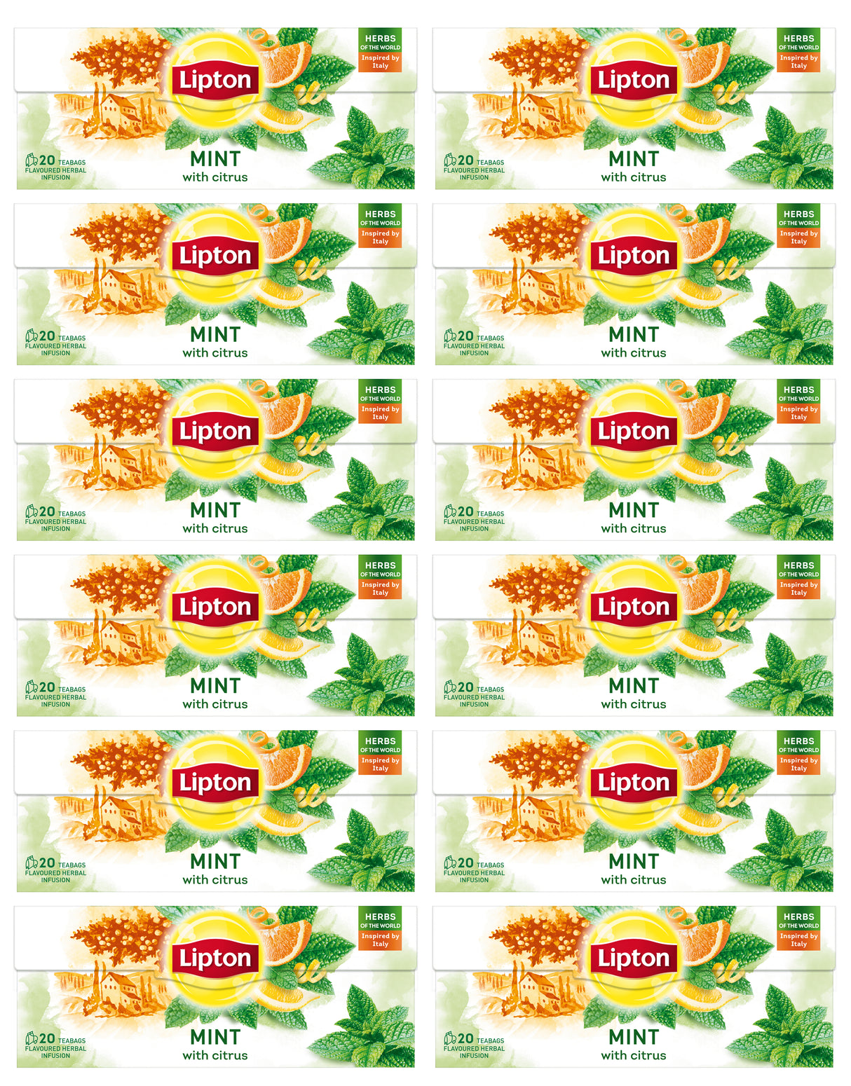LIPTON CITRUS MINT Herbal Tea with Lemon & Orange Peels 12 x 26g