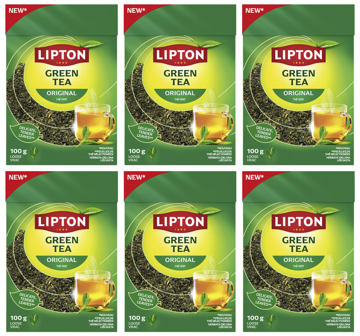 LIPTON GREEN TEA ORIGINAL Loose Tea 6 x 100g