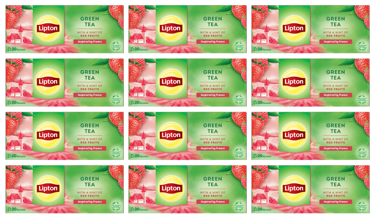 LIPTON GREEN TEA with Strawberry & Raspberry 12 x 28g