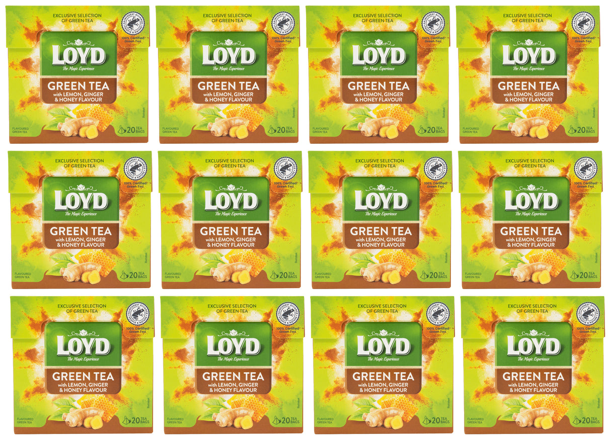 LOYD Green Tea with Lemon, Ginger & Honey Flavor 12 x 40g