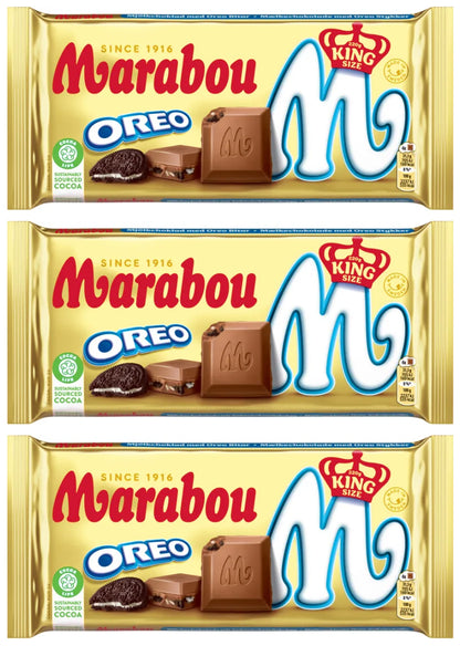 3 MARABOU OREO King Size Chocolate Bars With Cookie Crisps Sweets 220g 7.7oz