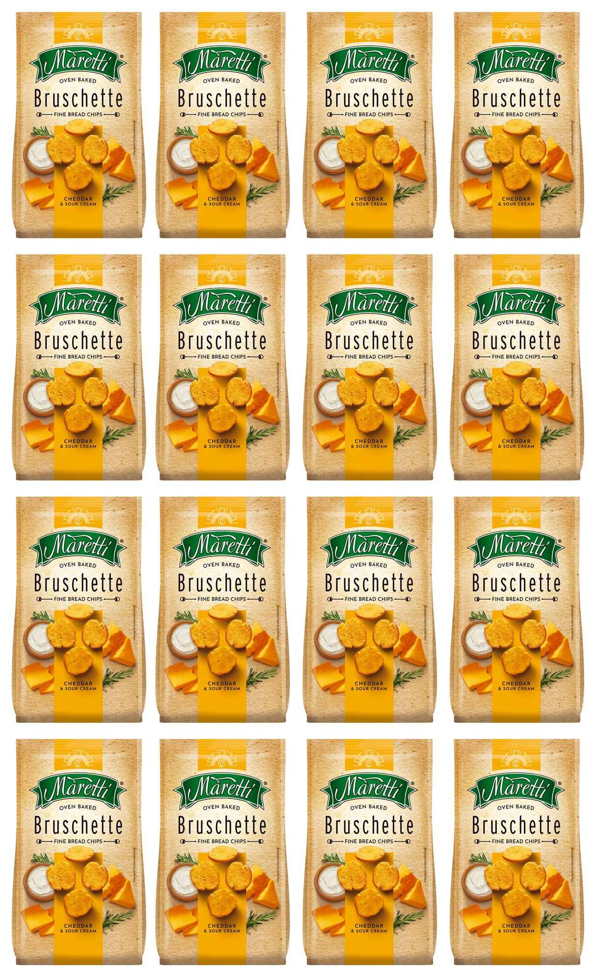 MARETTI CHEDDAR & SOUR CREAM Flavor Oven Baked Bruschette Chips 16 x 70g