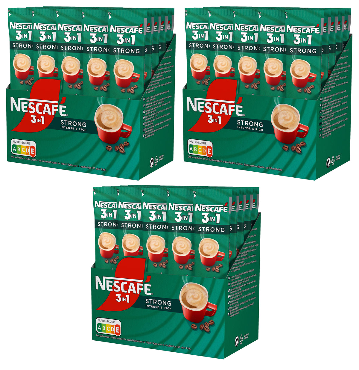 Strong Intense NESCAFE STRONG Intense & Rich 3in1 Instant Coffee Sticks 3 x 448g 15.8 ...