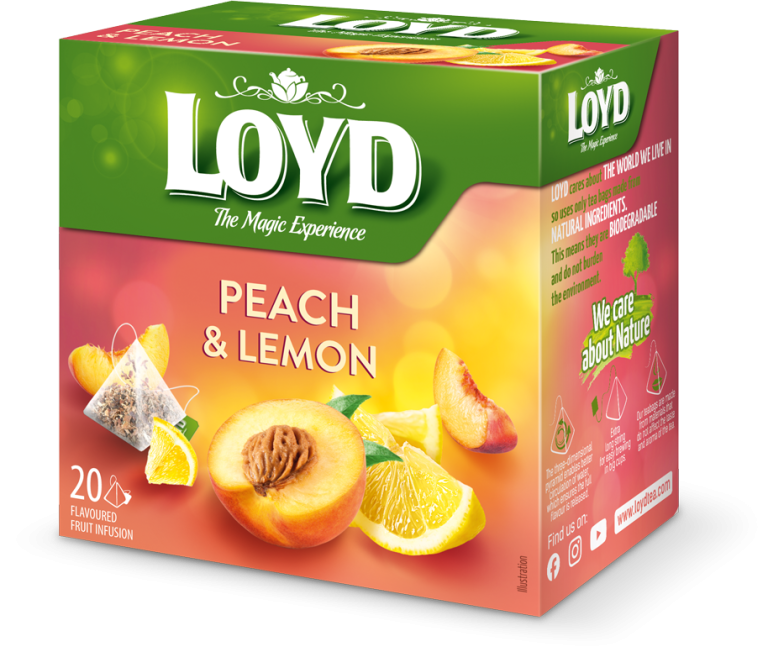 LOYD PEACH & LEMON Flavor Fruit Tea Pyramid Teabags 40g 1.41oz