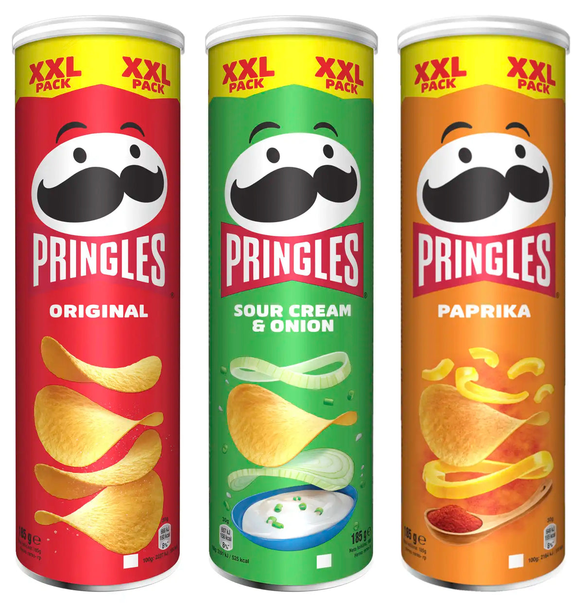 PRINGLES XXL Tubes 3 Flavors Potato Chips Bundle 3 x 185g