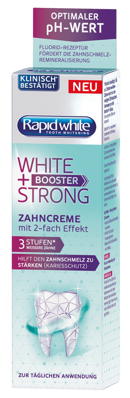RAPID WHITE WHITE + STRONG BOOSTER Instant 3 Shades Whitening Toothpaste 75ml