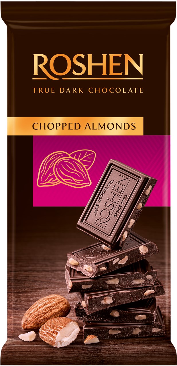 ROSHEN Dark Chocolate Bar with Chopped Almonds 85g