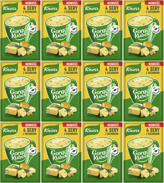 12 x KNORR Cheese Cream Soup With Croutons Instant Snack Cup a Soup