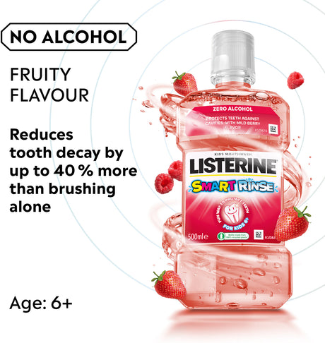 LISTERINE SMART RINSE Kids 6+ Mouthwash Mild Berry Flavor Zero Alcohol 250ml